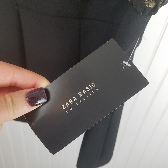 Zara Basic Gold Metallic Leopard Print Romper - Picture 4 of 8